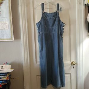 Vintage L.L. Bean Denim Overall Dress Size 18 Pet Cottagecore Country Super Cute